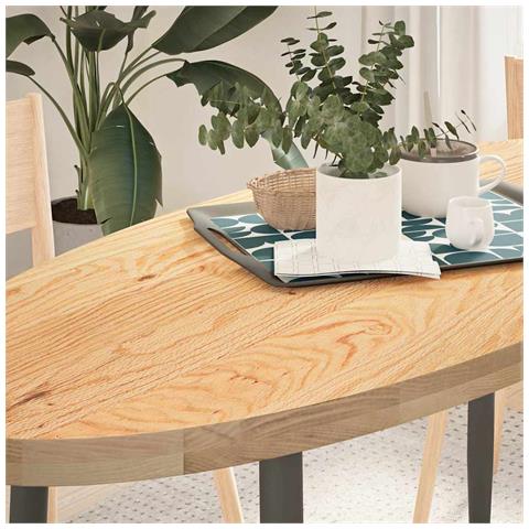 Piano per Tavolo 140x60x4 cm in Rovere Massello Ovale - Foto 2