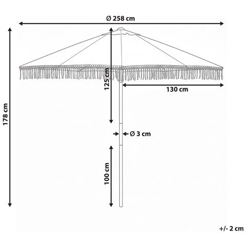 Ombrellone Da Esterno 258 Cm Murasa Bianco - Foto 7
