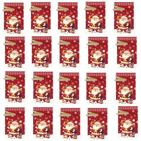 Sacchetti Di Natale Per Dolci Con Babbo Natale Fiocco Di Neve - Confezione Da 50 Sacchetti Regalo Con Coulisse - Foto 1