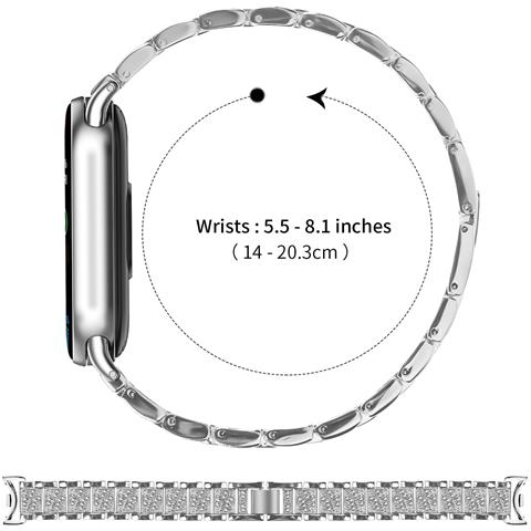 Cinturino Bracciale Sottile Con Diamanti Compatibile Con Xiaomi Mi Band 8/9/10 - Acciaio Inossidabile Silver - Foto 2