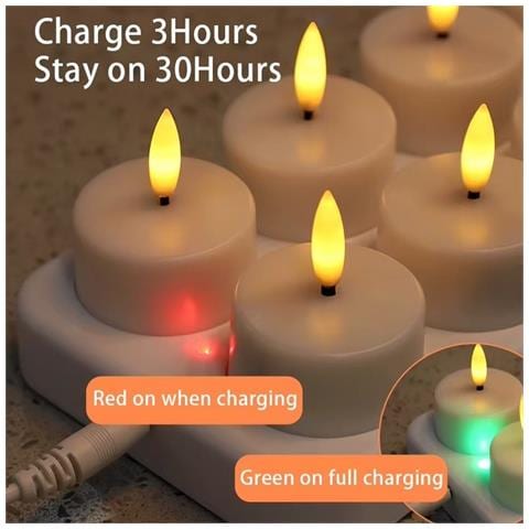 Set Di 6 Candele Led Ricaricabili Senza Fiamma Con Telecomando - Foto 3