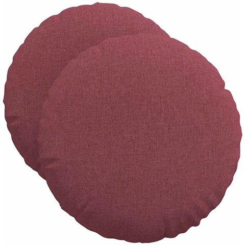 Cuscini per Seduta 2 pcs Rosso Vino Ø50 x 19 cm Tessuto - Foto 1