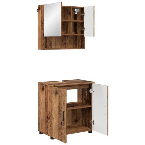 Set di mobili per il bagno con porta 2 pcs Legno vecchio - Foto 1