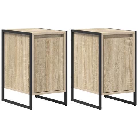 Comodino 2 pcs Sonoma 39,5 x 30 x 50 cm Legno multistrato - Foto 1