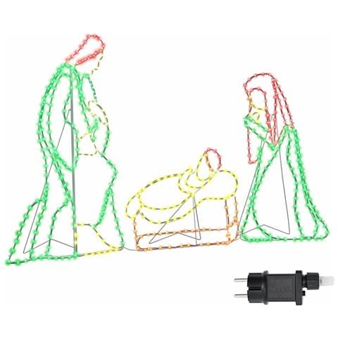 Scena di Natività Illuminata Multicolore 112 x 72 cm PVC - Foto 1