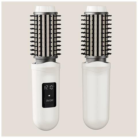 Spazzola Lisciante Senza Fili: Ionica, Portatile, Arricciacapelli E Lisciante 2 In 1 White - Foto 2