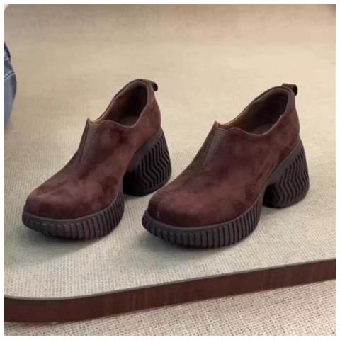 Scarpe Da Donna Retrò Con Plateau E Punta Tonda - Comode Ed Eleganti Brown 34 - Foto 1