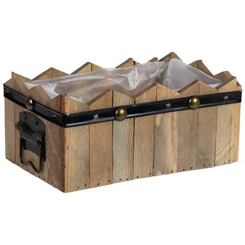 Cesto Rettangolare In Legno Blu 24x15x9/10,5h Cm - Foto 1