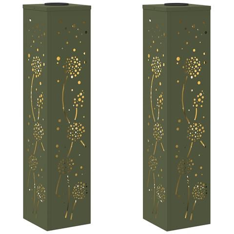 Faro LED solare per sentieri 2 pcs Verde oliva - Foto 1