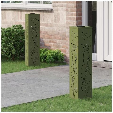 Faro LED solare per sentieri 2 pcs Verde oliva - Foto 2