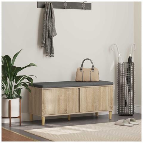 Panca per ingresso con cuscino Rovere Sonoma 100 x 38 x 46 cm - Foto 2