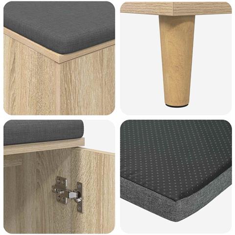 Panca per ingresso con cuscino Rovere Sonoma 100 x 38 x 46 cm - Foto 9