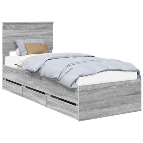 Struttura del letto con cassetto Grigio Sonoma 75 x 190 cm - Foto 1