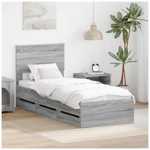 Struttura del letto con cassetto Grigio Sonoma 75 x 190 cm - Foto 2