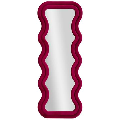 Specchio Da Parete Emily Wavy In Velluto Fucsia 67x166 Cm - Foto 1