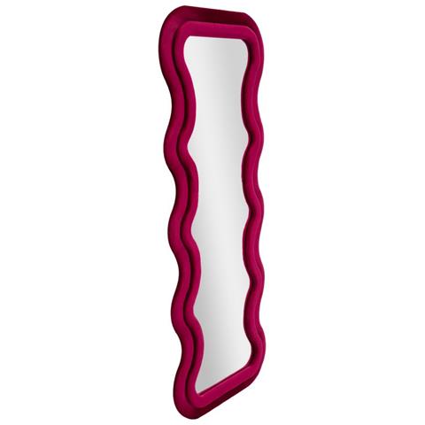 Specchio Da Parete Emily Wavy In Velluto Fucsia 67x166 Cm - Foto 2