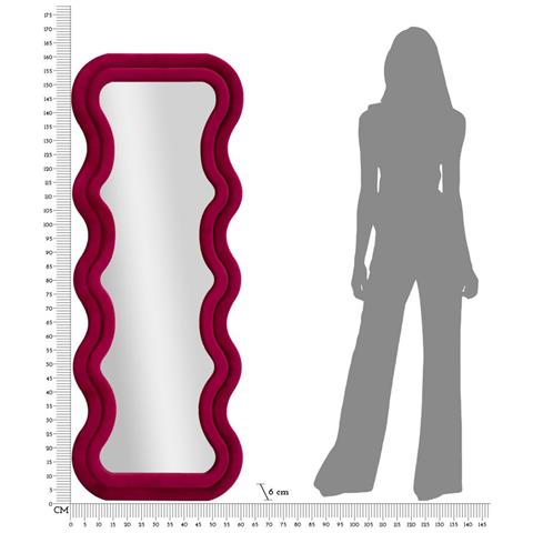 Specchio Da Parete Emily Wavy In Velluto Fucsia 67x166 Cm - Foto 6