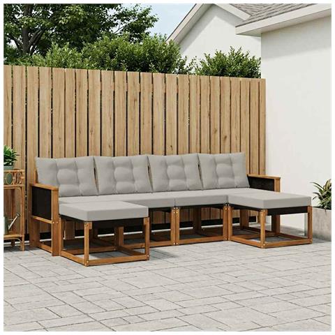 Set di divani da esterno 6 pcs Naturale e Grigio Chiaro - Foto 2