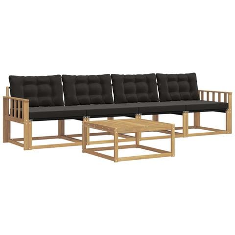 Set di divani da esterno 5 pcs Bianco e Nero 79 x 79 x 37 cm - Foto 1