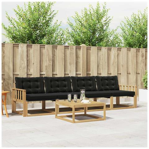 Set di divani da esterno 5 pcs Bianco e Nero 79 x 79 x 37 cm - Foto 2