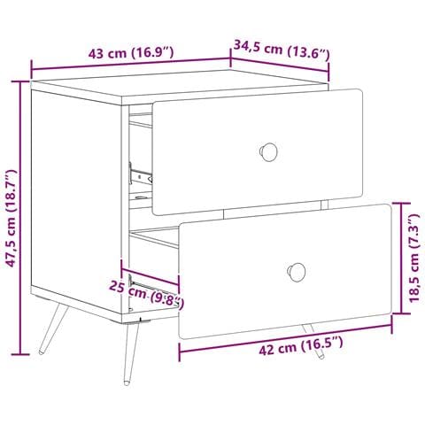 Armadio da Notte con cassetto Bianco Lucido 43 x 34,5 x 47,5 cm - Foto 9