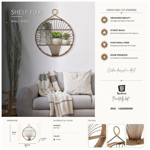 Bacheca Fuji In Rattan Naturale Da Parete — 60,5x10,5x76 Cm - Foto 7