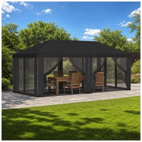 Copertura Gazebo con Pareti Laterali 6 x 3 m Antracite - Foto 2