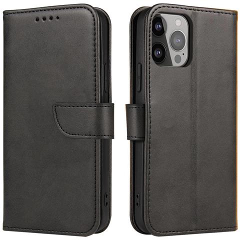 Custodia Magnetica Per Oppo A17, Cover Flip Con Supporto Per Portafoglio, Nera. - Foto 2