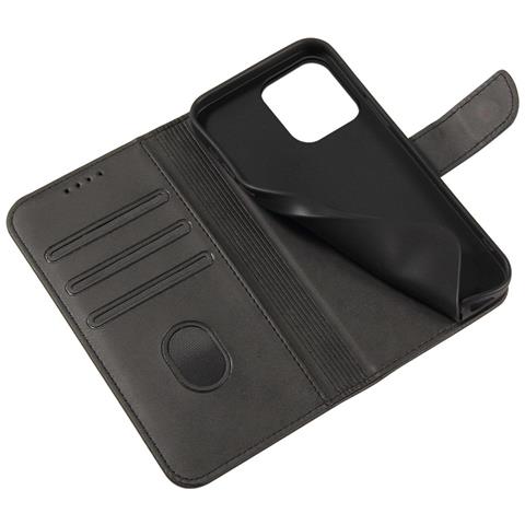 Custodia Magnetica Per Oppo A17, Cover Flip Con Supporto Per Portafoglio, Nera. - Foto 7