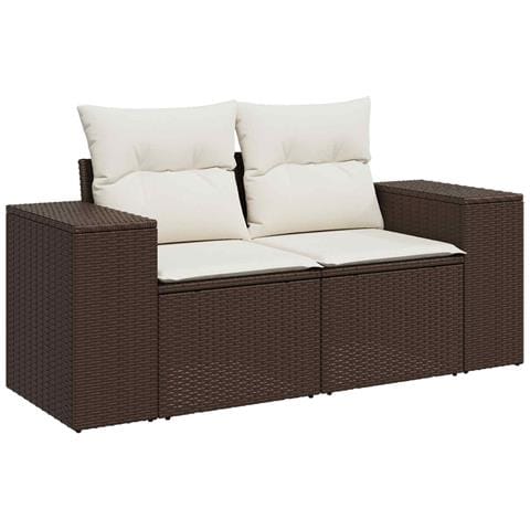 Set di divani 6 pz Marrone e Bianco Crema - Foto 2