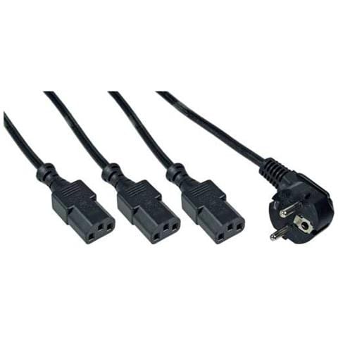 cavo alimentazione elettrica spina cee 77 (schu. ko.) a 90 a 3x presa vde c13, nero, 1,8m - Foto 3