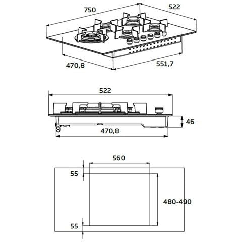 Piano Cottura HIAW 75224 SAVRI a Gas 5 Fuochi Gas Colore Avena - Foto 2