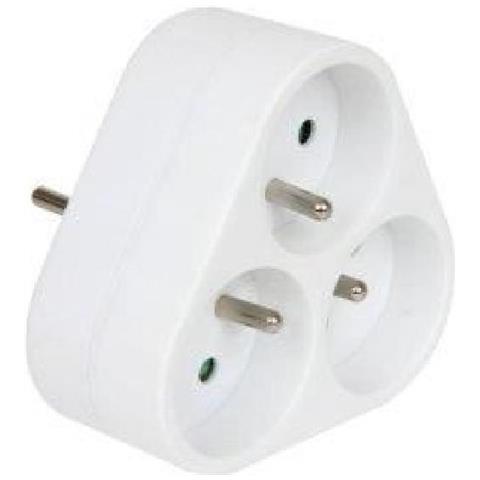714760 - Presa Tripla Triangolare A 2 Poli + Terra Da 10/16 A, Colore: Bianco - Foto 1