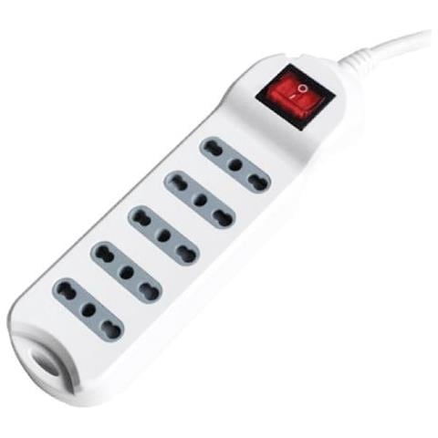 Multipresa Ciabatta 5 Posti Prese / bipasso 10/16a Standard Italiano Interruttore Luminoso - Sku 8741 - Foto 1