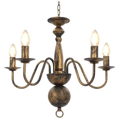 Candelabro Stile Anticato Nero 5 Lampadine E14 - Foto 1