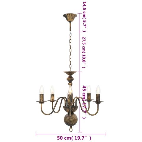Candelabro Stile Anticato Nero 5 Lampadine E14 - Foto 2