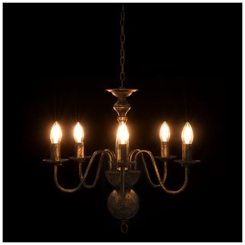 Candelabro Stile Anticato Nero 5 Lampadine E14 - Foto 6