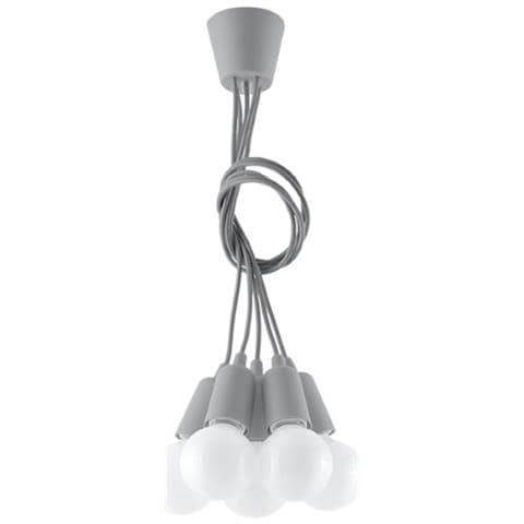 Sollux Sl. 0577 - Lampadario A Sospensione Diego 5, Moderno, Luce A Led Grigia Per Soggiorno, Camera Da Letto, Corridoio, Ufficio, Attacco E27, Colore: Grigio - Foto 15