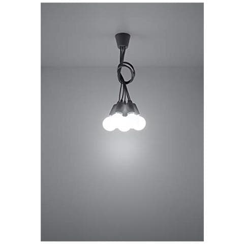Sollux Sl. 0577 - Lampadario A Sospensione Diego 5, Moderno, Luce A Led Grigia Per Soggiorno, Camera Da Letto, Corridoio, Ufficio, Attacco E27, Colore: Grigio - Foto 2