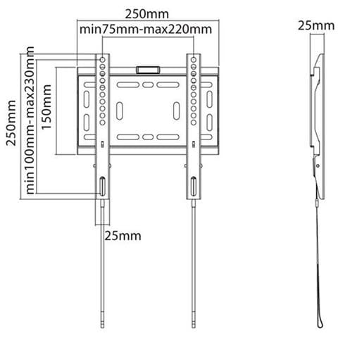 Supporto A Parete Per Monitor Tv 23-42"" Fisso, Ultrapiatto, Strongline-41xs - Foto 3