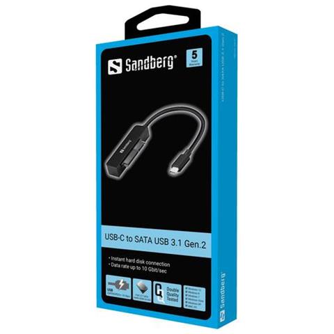 Sandberg 136-37 Contenitore Di Unitãƒæ’ã‚â  Di Archiviazione Box Esterno Hdd/ssd Nero 2.5 (usb-c To Sata Usb 3.1 Gen.2 - - Foto 2