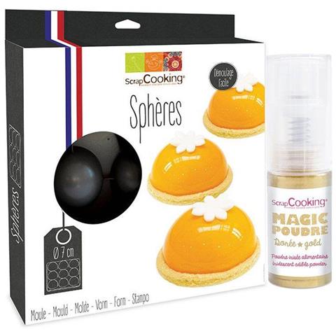 Stampo Per Torta Semirigido Mezza Sfera + Polvere Alimentare Dorato - Foto 1