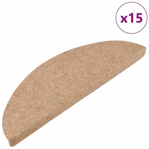 Tappeti Adesivi per Scale 15 pz 56x17x3 cm Beige - Foto 1