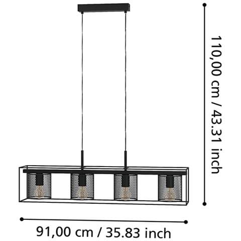 Lampadario Industrial Catterick 4 Luci Acciaio Nero - Foto 2