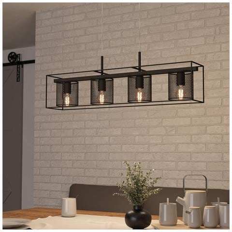 Lampadario Industrial Catterick 4 Luci Acciaio Nero - Foto 1