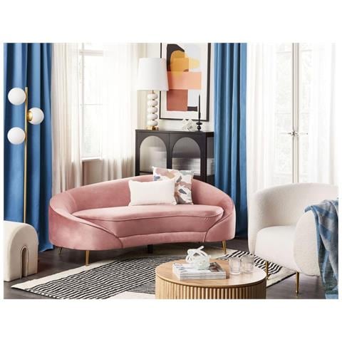 Divano 3 Posti Velluto Rosa Pastello E Oro Savar - Foto 1