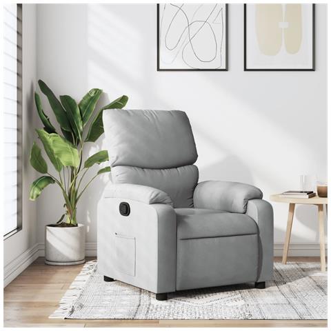 Poltrona Reclinabile In Tessuto Grigio Chiaro - Foto 1