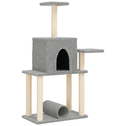 Albero Per Gatti Con Tiragraffi In Sisal Grigio Chiaro 122 Cm - Foto 1