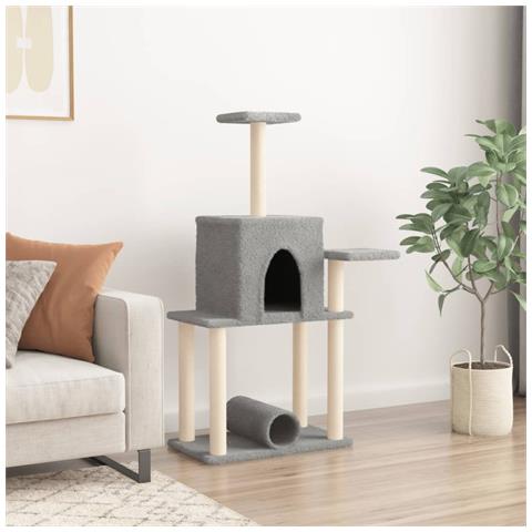 Albero Per Gatti Con Tiragraffi In Sisal Grigio Chiaro 122 Cm - Foto 2