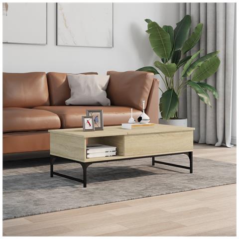 Tavolino Salotto Rovere Sonoma 100x50x35 Cm Multistrato Metallo - Foto 3